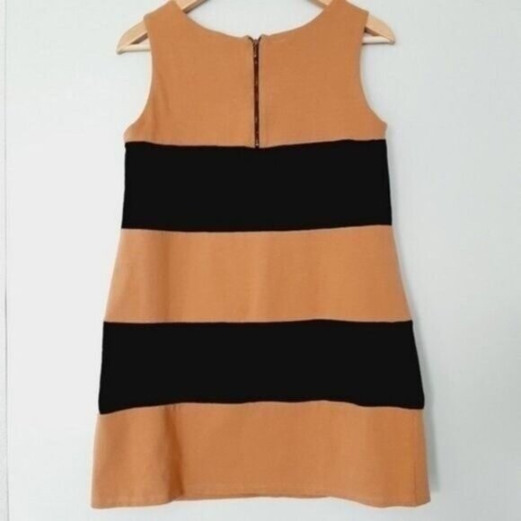ZARA \ Wide Stripe Sleeveless Tunic Top Special Garment Tan & Black Sz M - Picture 6 of 11